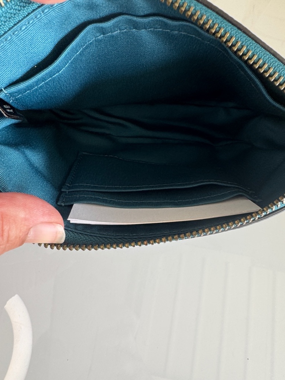 Coach Nolita Shoulder Bag – Metallic Teal Pebbled Leather with Gunmetal Chain - Picture 6 of 10